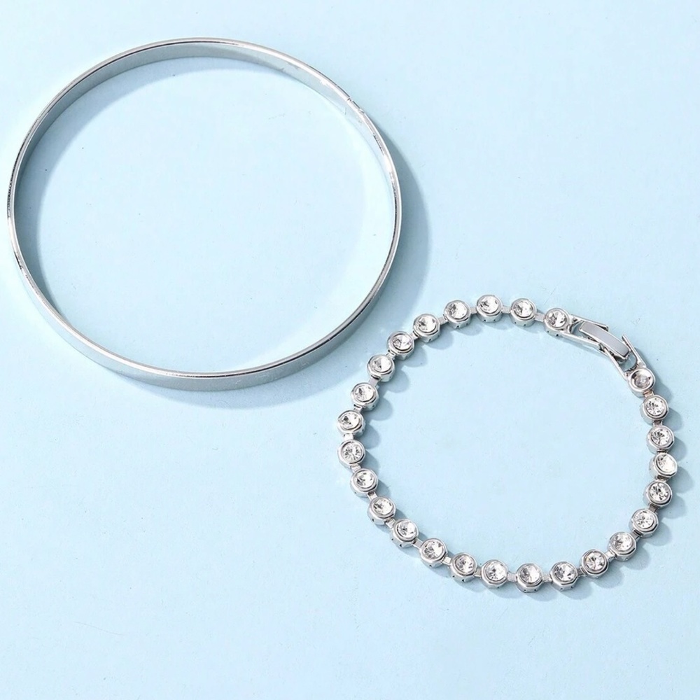 Luxe Rhinestone Minimalist Bracelet Set - Picture 9 of 12